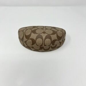 Coach Signature Monogram Sunglasses Case Khaki Brown Hardshell Eyewear Protector